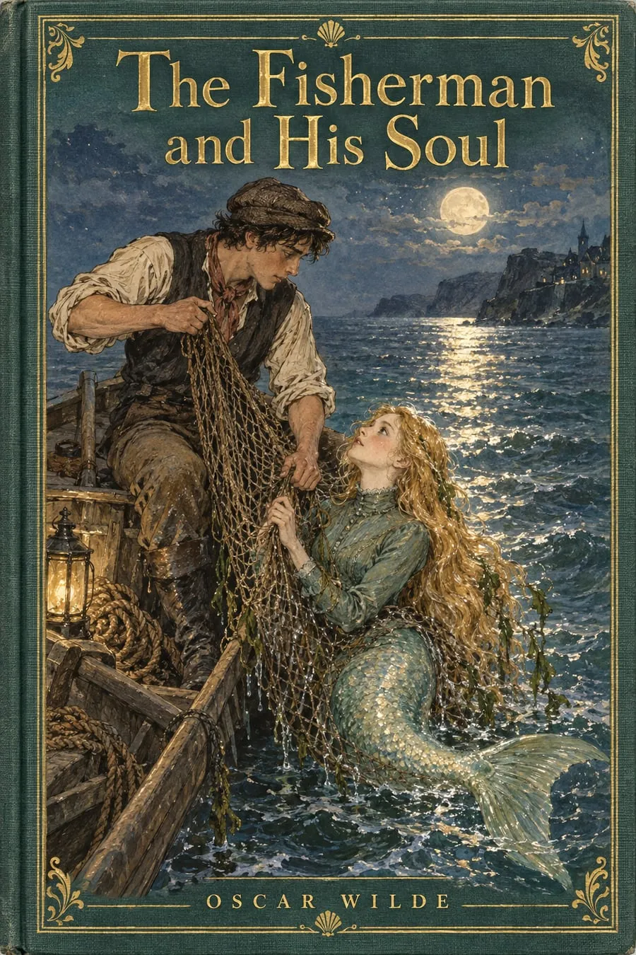 Painted cover for The Fisherman and His Soul