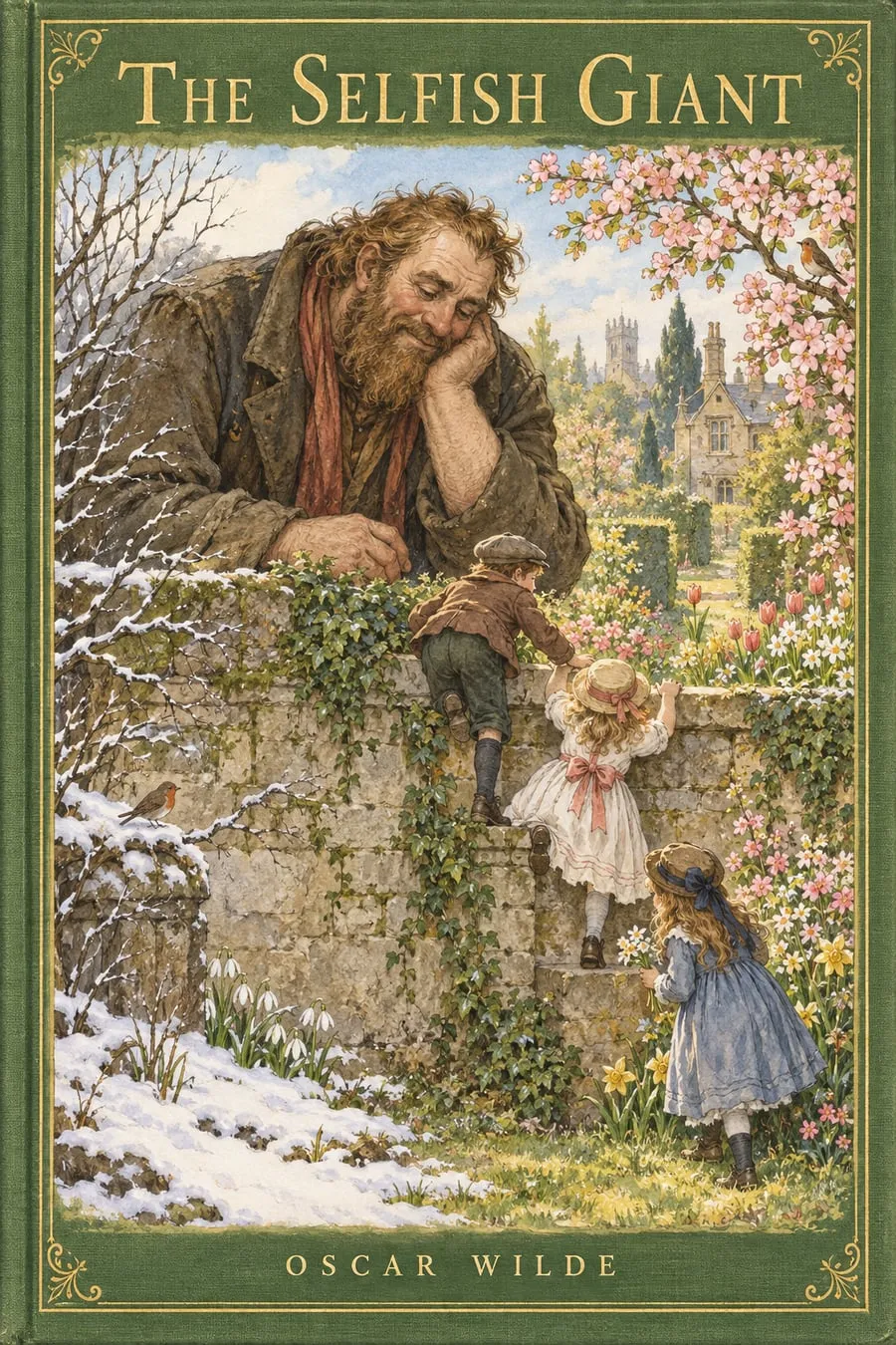 Painted cover for The Selfish Giant