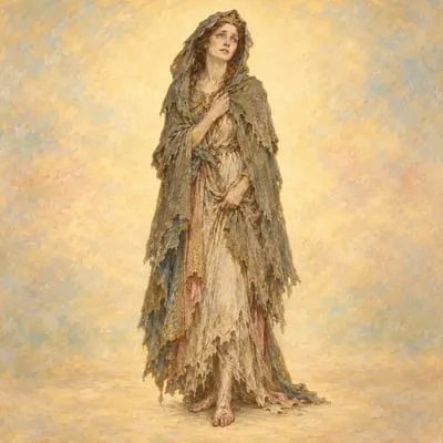 Painted portrait of The beggar-woman